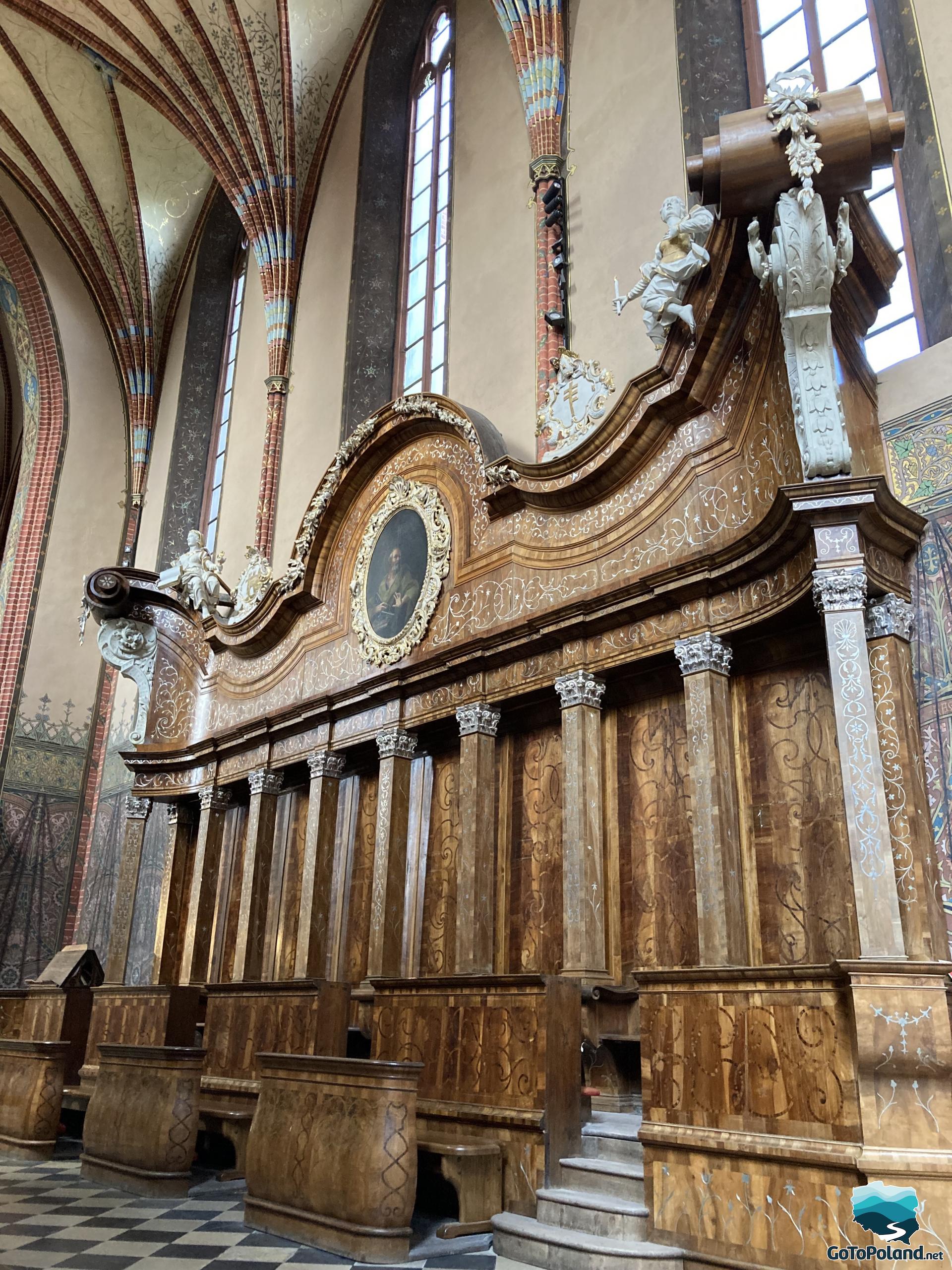 wooden benches for priests in the cathedral