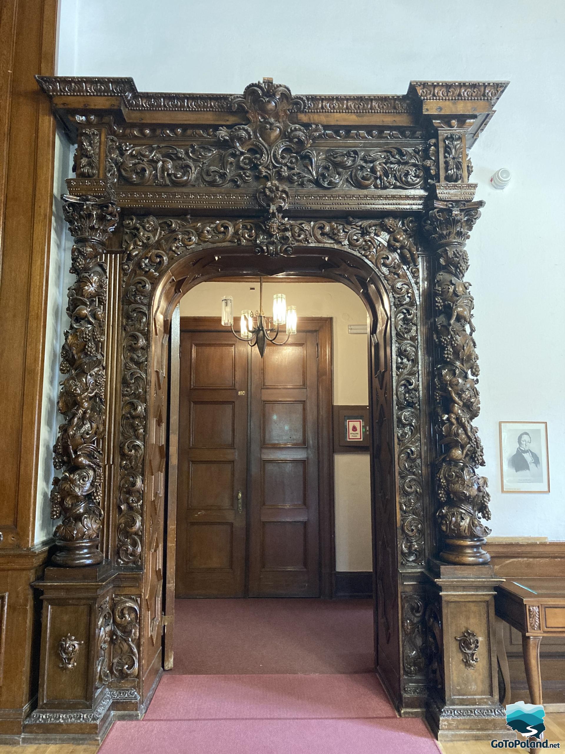 heavily carved door frames