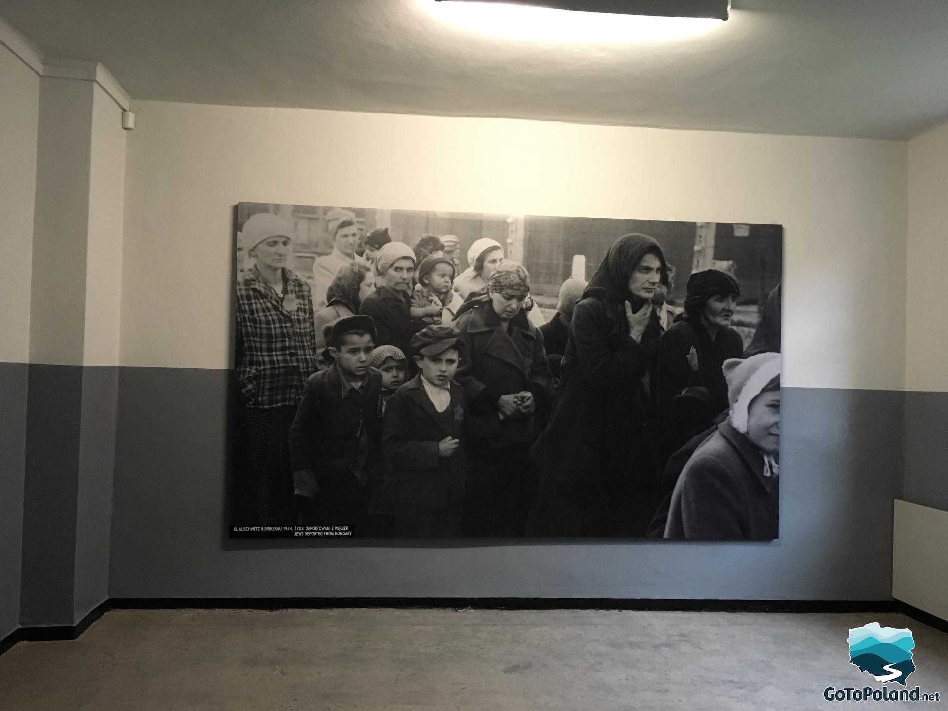 a large plaque with a photo of Auschwitz prisoners