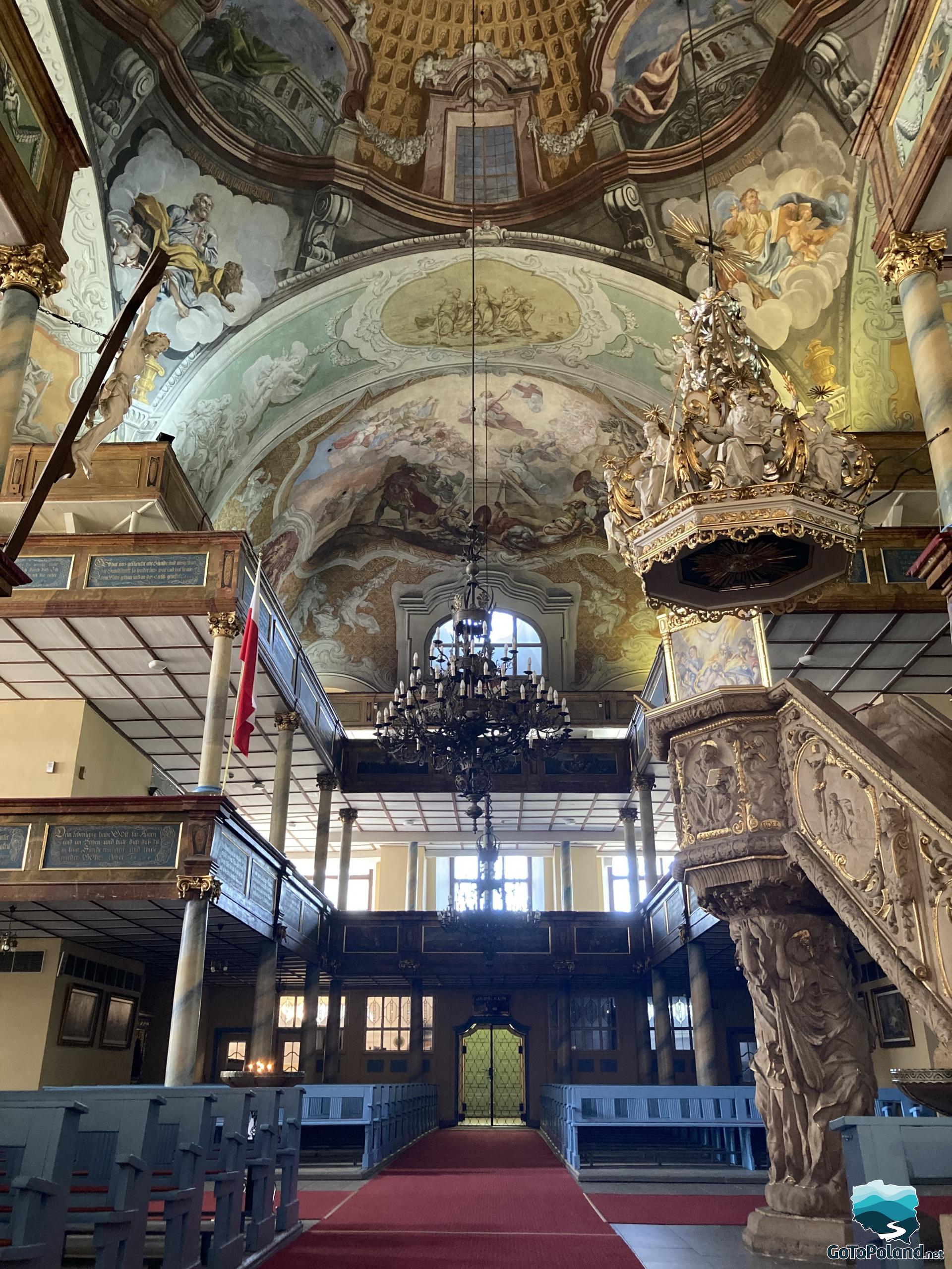 view from the main altar of the entrance door to the church