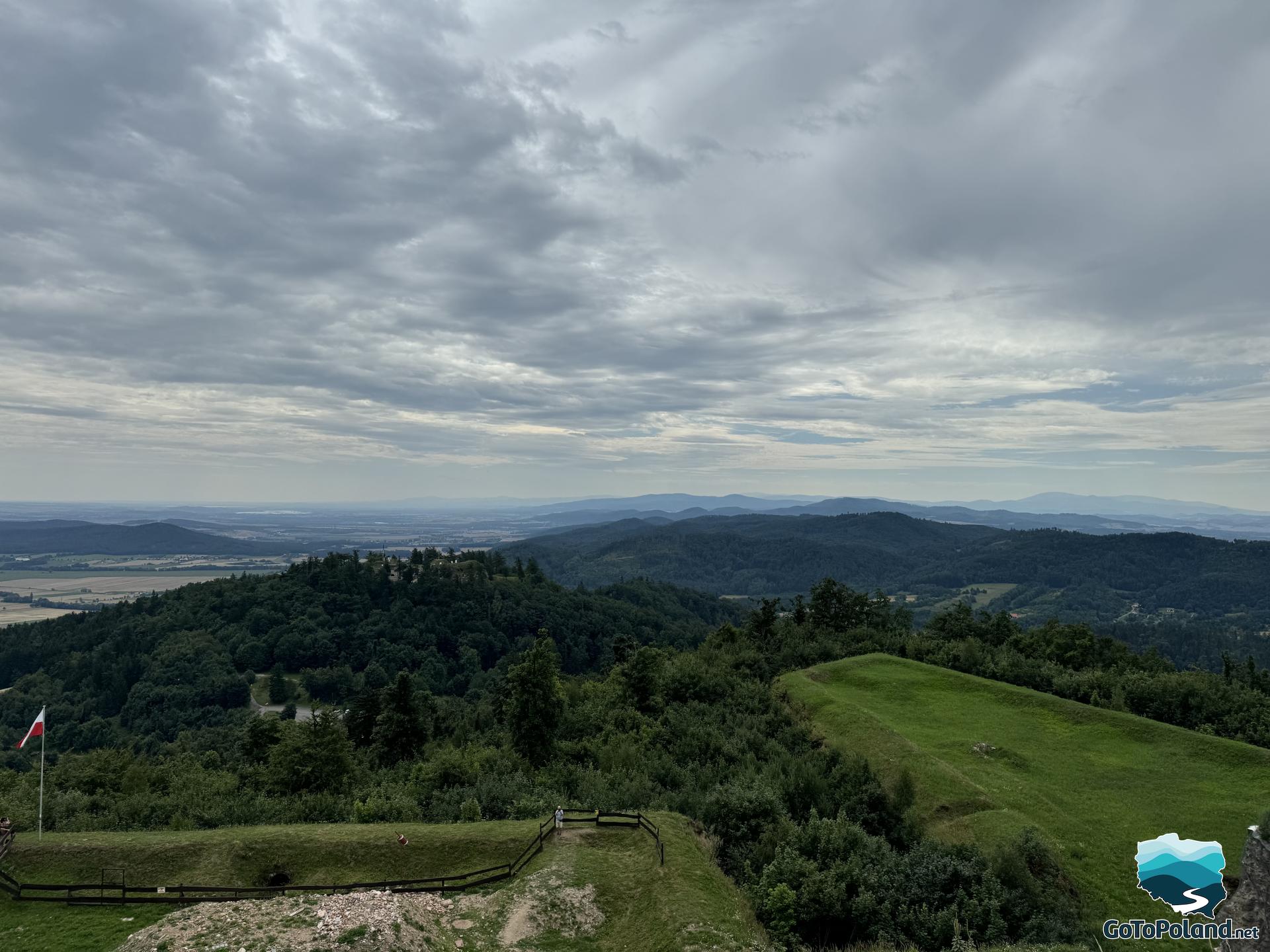 a view of the green hills