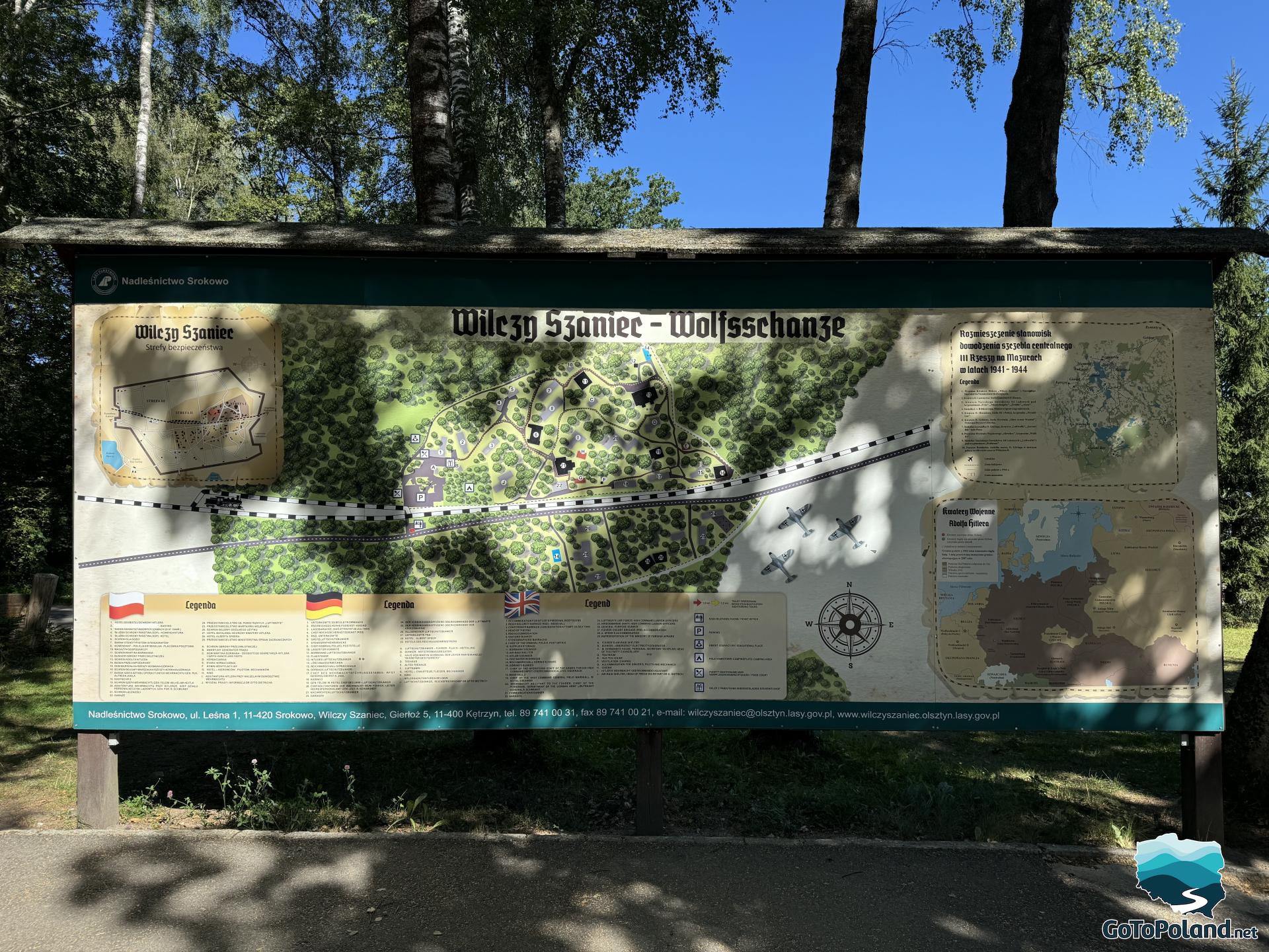 Information board with legend in Polish, German and English