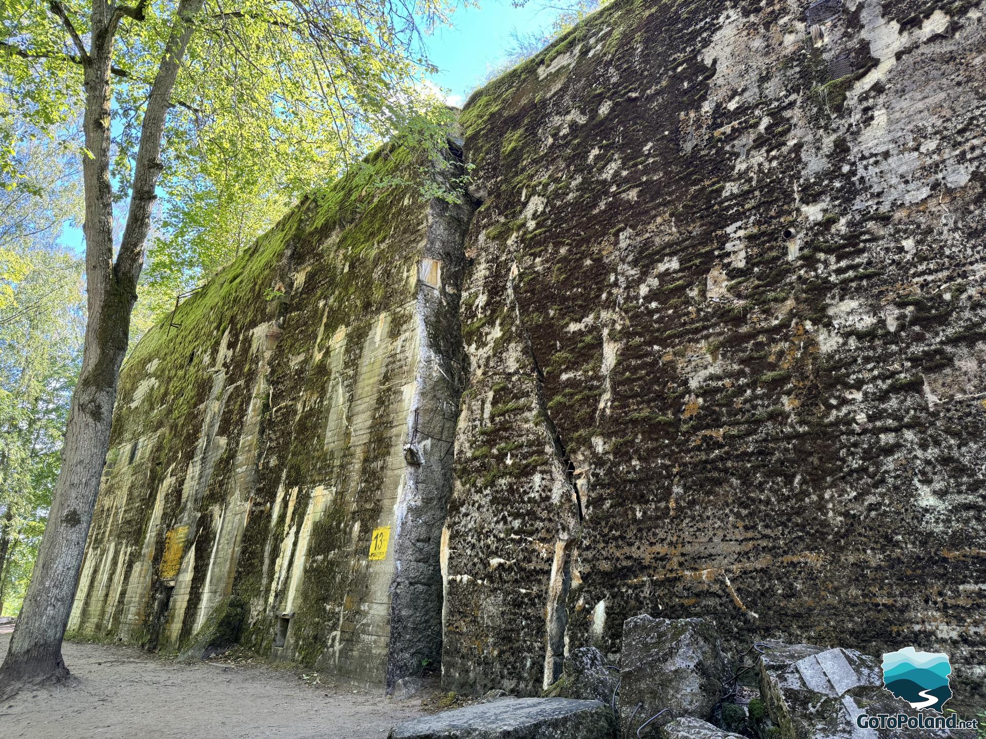 a wall that is a remnant of a shelter