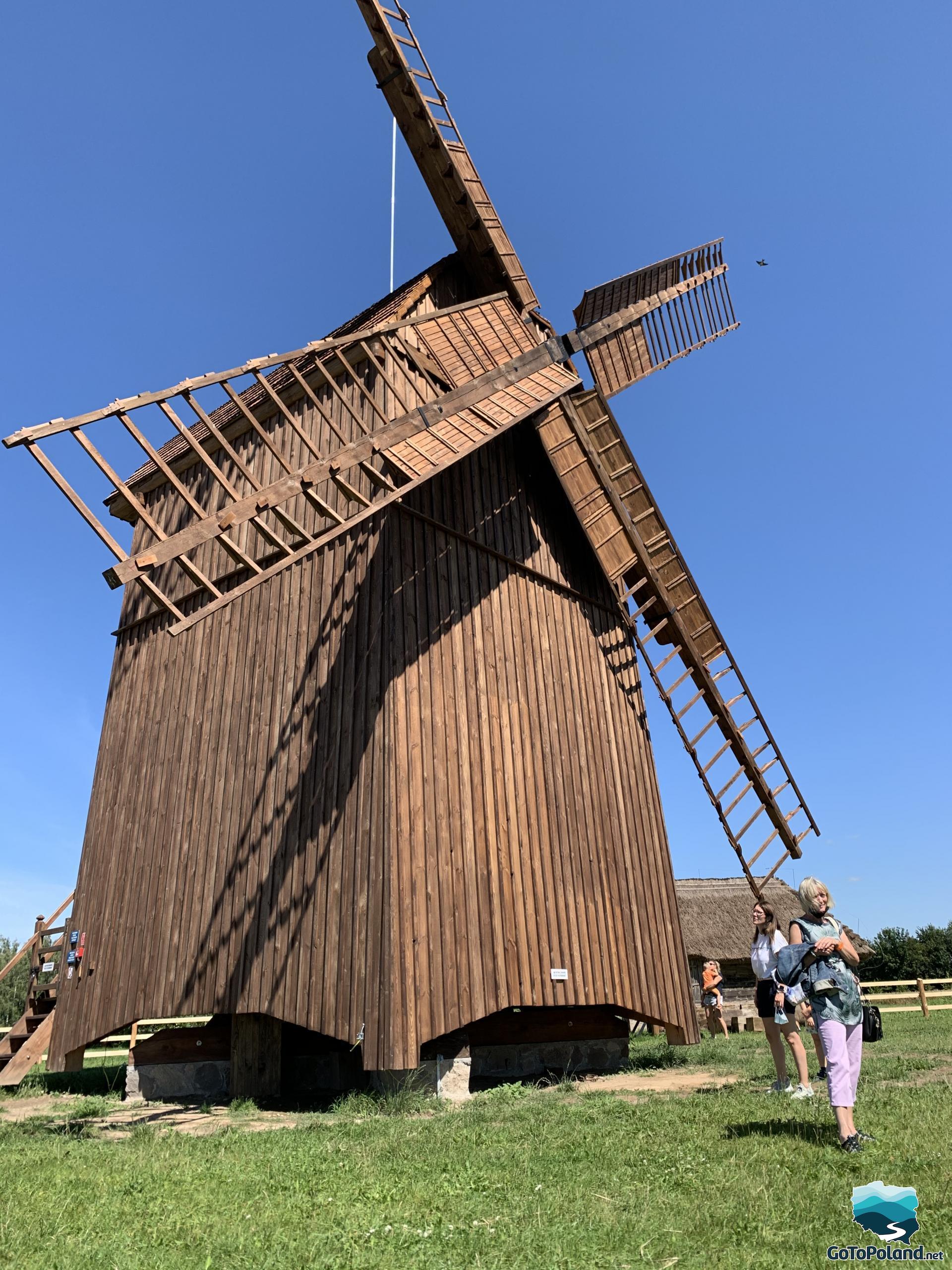 a wooden windmill