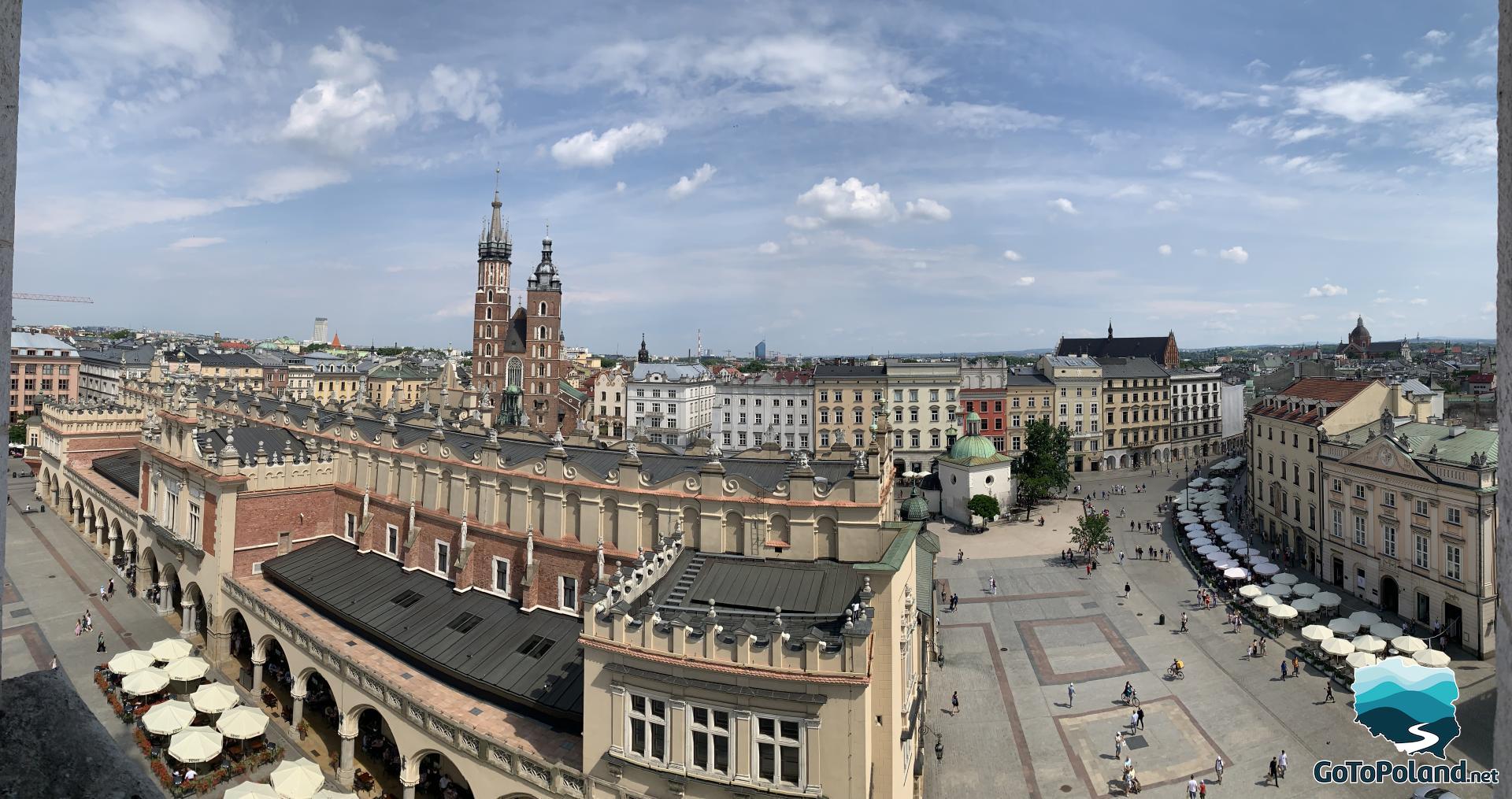 a panoramic photo made from tower presenting the Mains Square