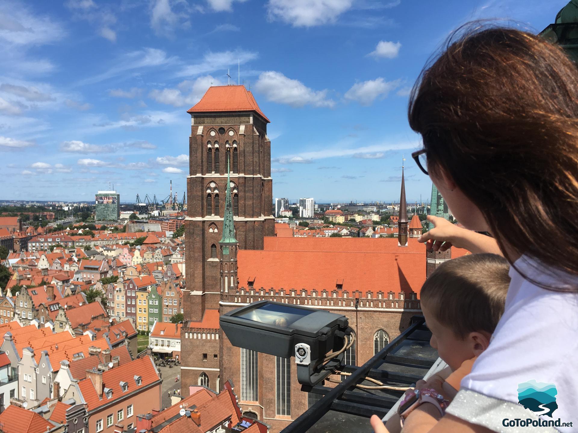 view from the town hall tower on the huge brick church