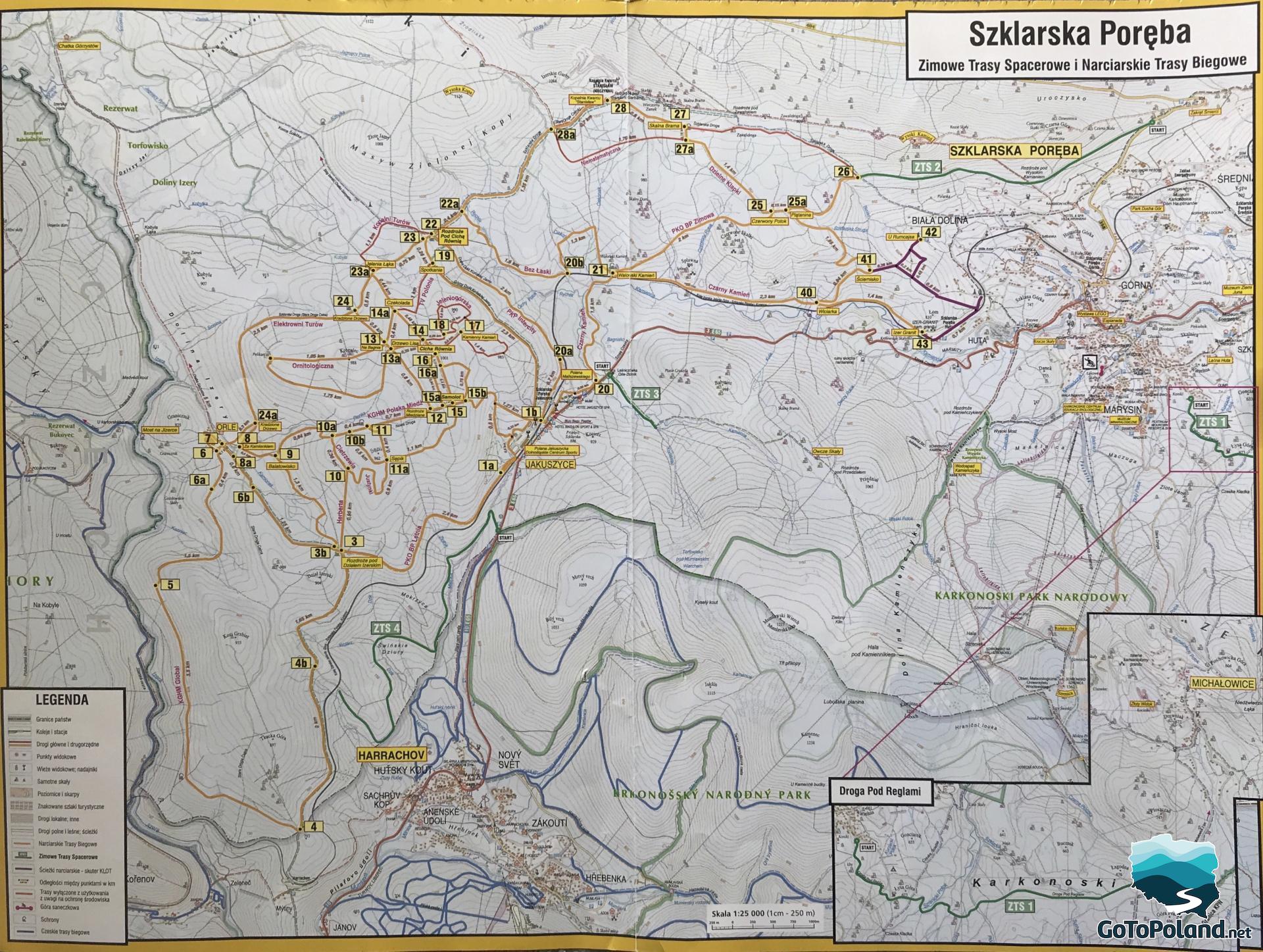 a map with cross country trails