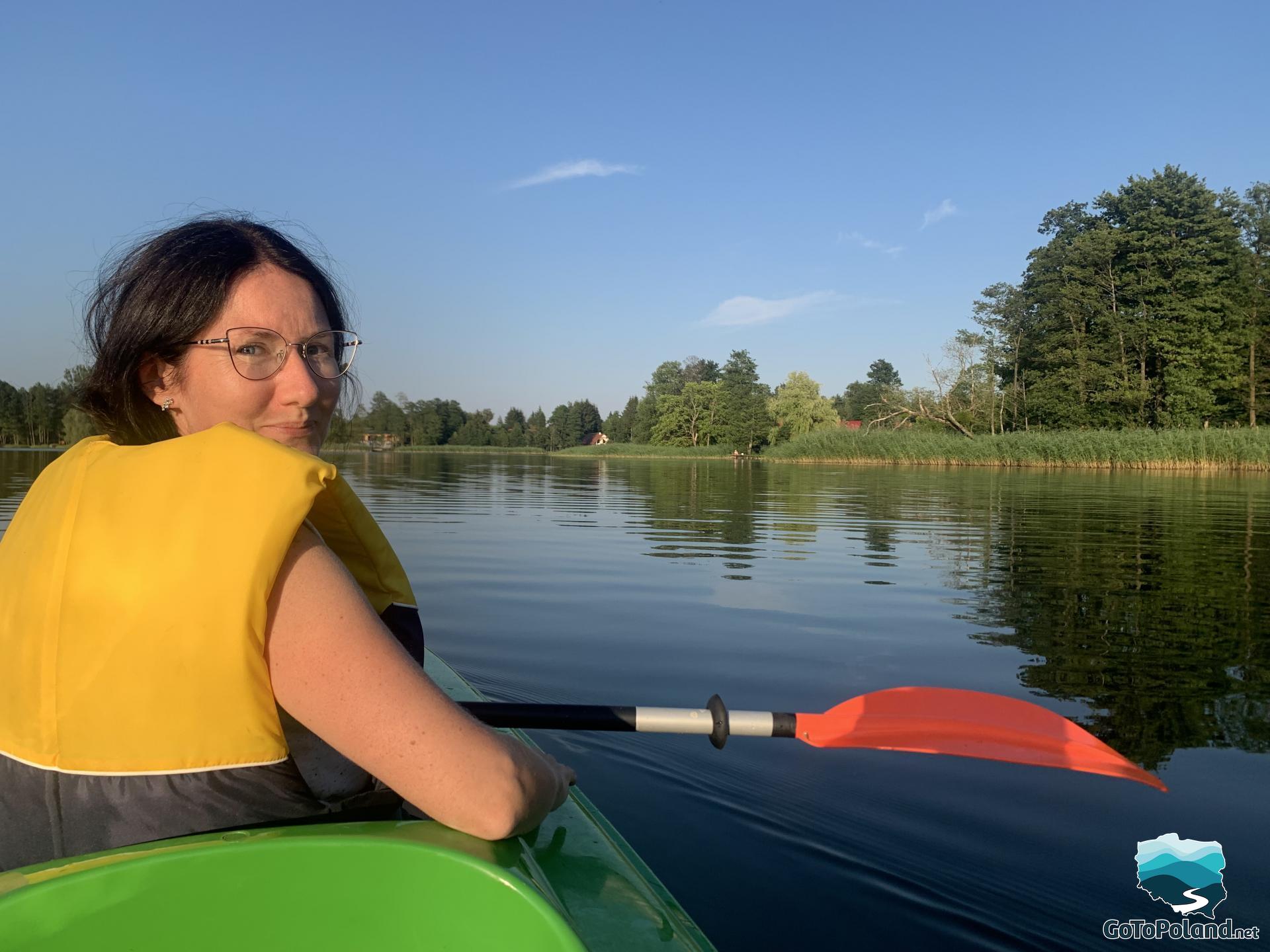 A woman in a kayak