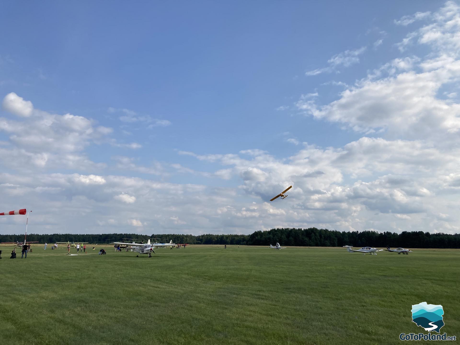 a small plane like light aircraft in the air