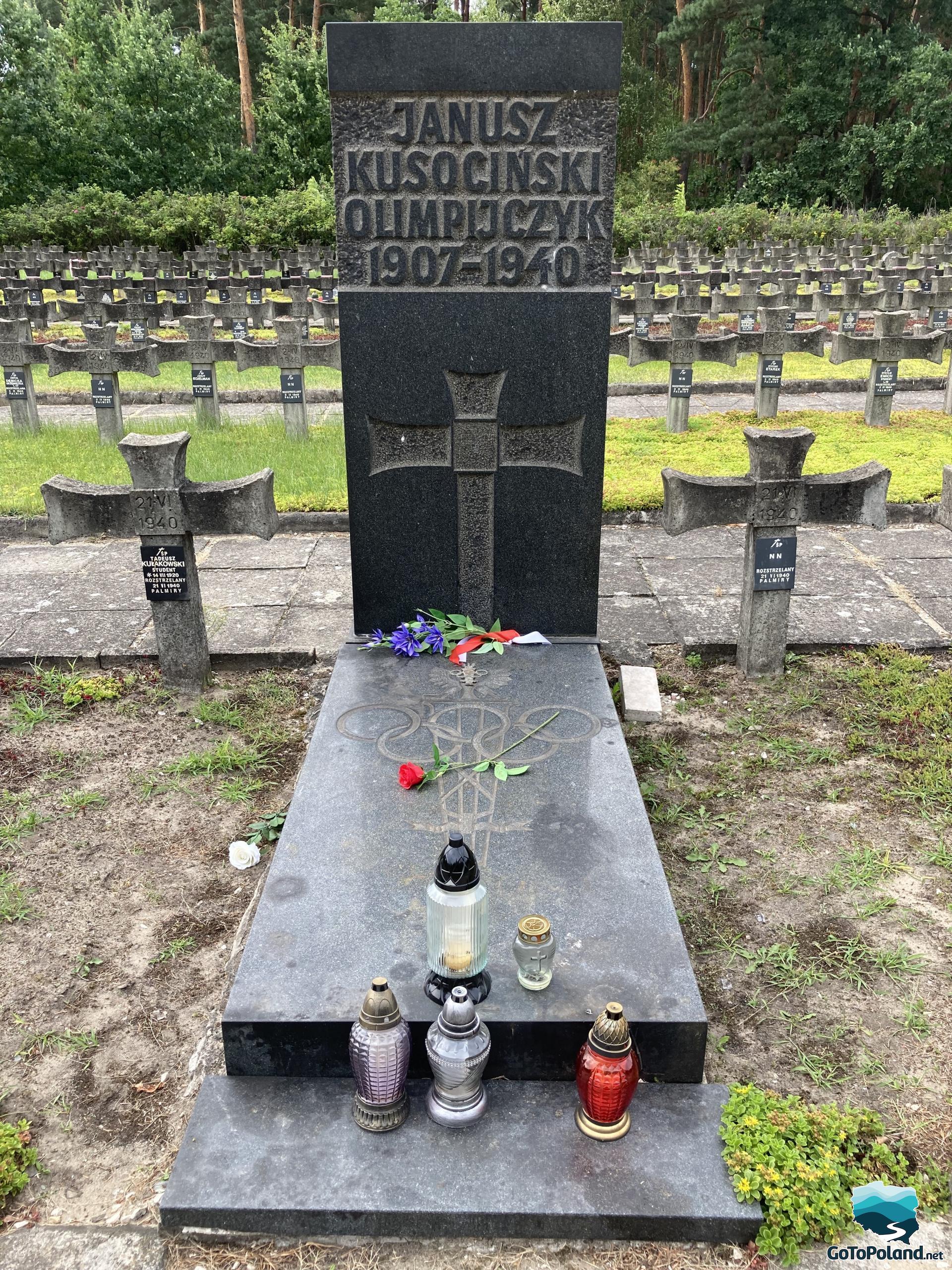 A stone grave of a polish athlete, a gold medalist 